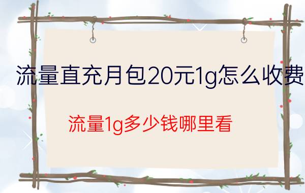 流量直充月包20元1g怎么收费 流量1g多少钱哪里看？